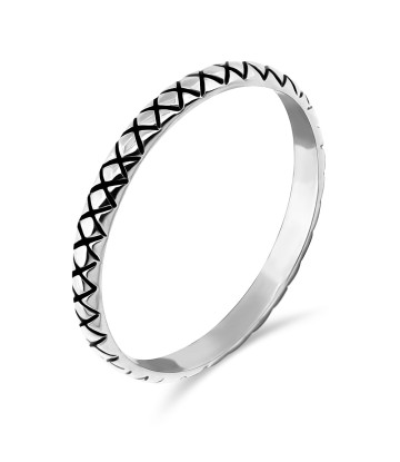 Crisscross Design Silver Ring NSR-493